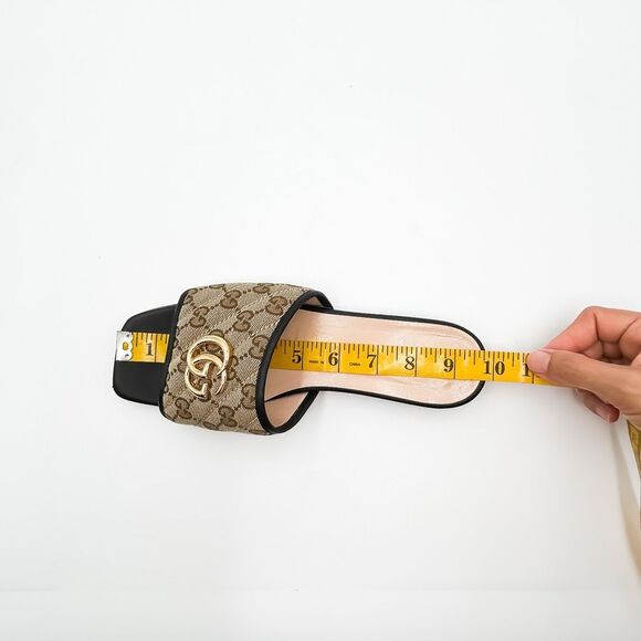 Gucci GG Quilted Monogram Sandals Slides Mules EU 38 US 8 Brown Gold - Picture 11 of 11